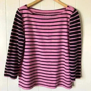 LOFT Striped Cotton Top Blouse Size M